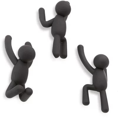UMBRA Pat&egrave;re murale en plastique noir avec (lot de 3) buddy