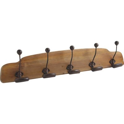 AUBRY GASPARD Pat&egrave;re porte manteaux en bois et m&eacute;tal 5 crochets
