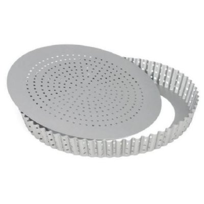 PATISSE  moule a tarte perfor&eacute; antiadh&eacute;sif en acier revetu - 28 cm 03573