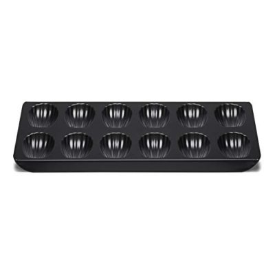 PATISSE  Plaque &agrave; madeleine antiadh&eacute;sif en acier rev&ecirc;tu - 12 cavit&eacute;s - 40x19 cm - Noir