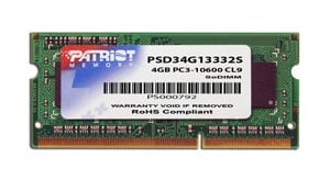 PATRIOT MEMORY  4GB DDR3 SODIMM module de m&eacute;moire 4 Go 1 x 1333 MHz