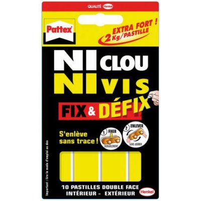 PATTEX  Adh&eacute;sif FIX DEFIX - Paquet de 10