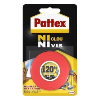 PATTEX  adh&eacute;sifs fixation ncnv 100kg 19mmx1.5m 1376624