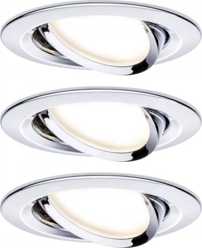 Paulmann 3&nbsp;spots Nova Coin rond inclinable, chrom&eacute;