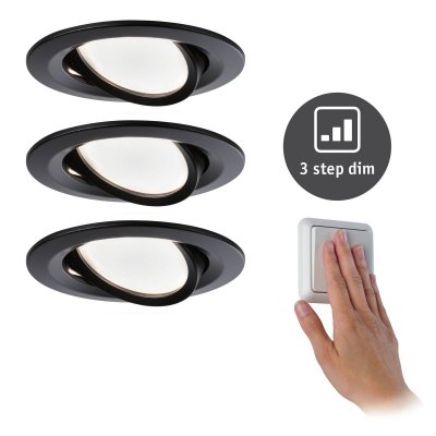PAULMANN  - Spot Encastrables led Nova Orientable 3-stepdim Noir 3x6,5W