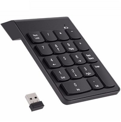 GENERIQUE Pave Numerique Sans Fil pour MAC PC Clavier USB Chiffres 18 touches Pile (NOIR)
