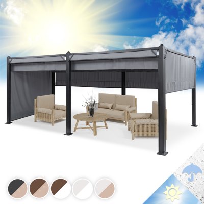  Pavillon Pantheon Pergola auvent 3x4m aluminium Parasol Polyester - gris