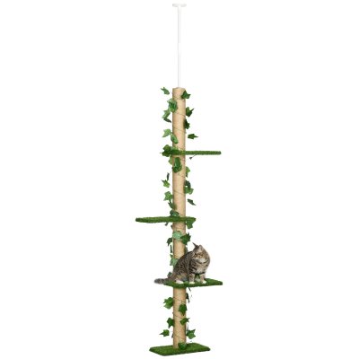 PAWHUT  - Arbre &agrave; chat - Panneau de particules - 37x21x242cm - Vert