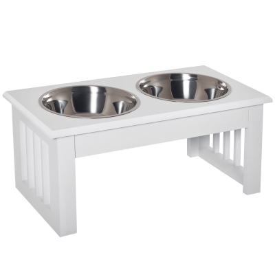 PAWHUT  - gamelle - Bois - 44x24x15cm - Blanc