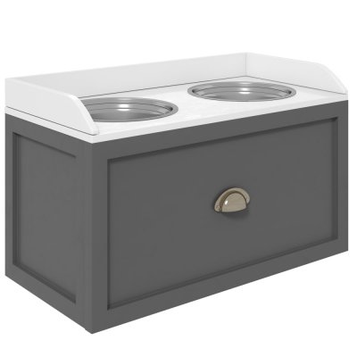 PAWHUT  - Gamelle Double - MDF - 60x30x36cm - Gris