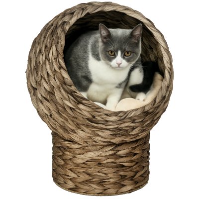 PAWHUT  - panier chat - Bananier - 40 x 37 x 51 cm - Gris
