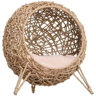 PAWHUT  - panier chat - R&eacute;sine tress&eacute;e - 52x52x58cm - Beige