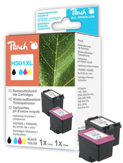 PEACH  316258 cartouche d''encre 2 pi&egrave;ce(s) Noir, Cyan, Magenta, Jaune