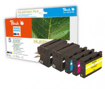 PEACH  319227 Cartouche D'encre 5 Pi&egrave;ce(s) Noir, Cyan, Magenta, Jaune