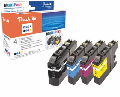 PEACH  Lot de cartouches d'encre Compatible &agrave; Brother 221