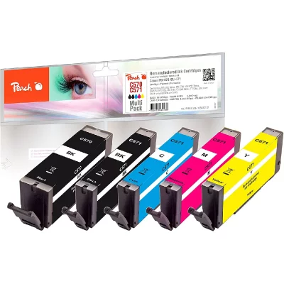 PEACH  lot de cartouches dencre compatible &agrave; canon 570, cli-571