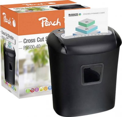 PEACH  PS500-40 destructeur de papier Destruction crois&eacute;e 68 dB Noir, Broyeur de document