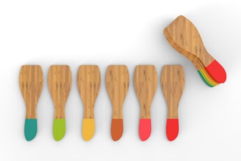 PEBBLY  NBA021 Set de 6 spatules &agrave; raclette-Multico, Multicolore, 13 cm