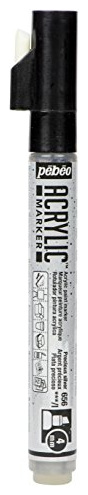 PEBEO P&eacute;b&eacute;o 201656 Marqueur acrylique Pointe biseaut&eacute;e 4mm Argent pr&eacute;cieux