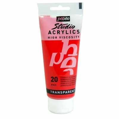 PEBEO P&eacute;b&eacute;o Peinture Studio Acrylique Tube Ecarlate Quinacridone 100 Ml