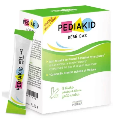 PEDIAKID  B&eacute;b&eacute; Gaz - D&egrave;s 4 mois - 12 Sticks &agrave; Diluer