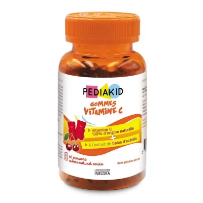 PEDIAKID  Gommes Vitamine C - Go&ucirc;t Cerise - D&egrave;s 3 ans