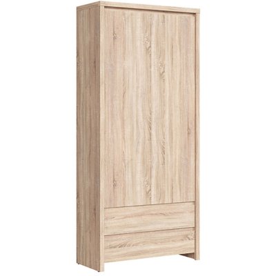 Pegane Armoire 2 portes 2 tiroirs - Ch&ecirc;ne