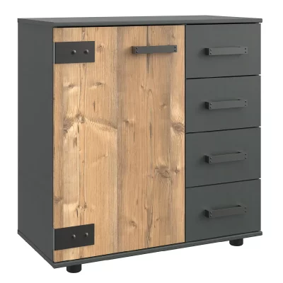 Pegane Commode 4 tiroirs - Ch&ecirc;ne