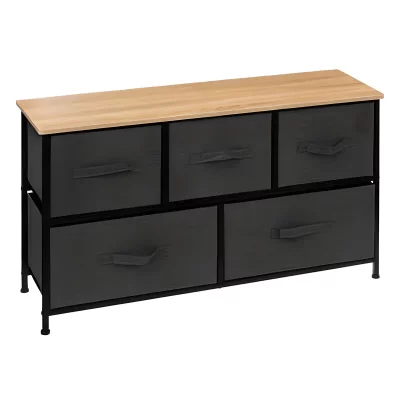 Pegane Commode Basse Gris Fonc&eacute;/Naturel