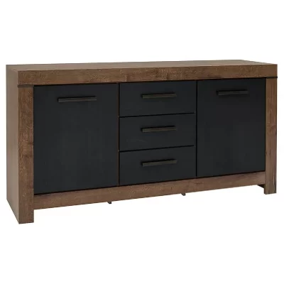 Pegane Commode buffet 2 portes 3 tiroirs - Ch&ecirc;ne