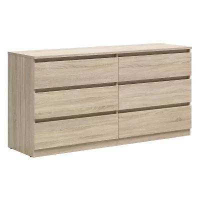 Pegane Commode buffet 6 tiroirs - Ch&ecirc;ne