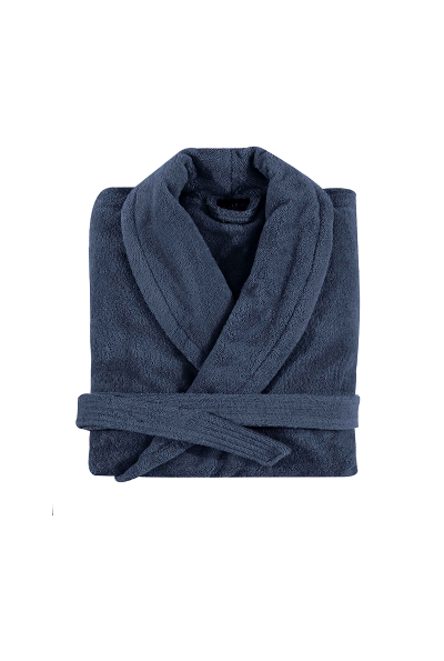 ESSIX Peignoir de bain uni en coton bleu Oc&eacute;an M