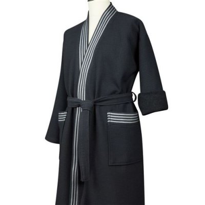 VENT DU SUD Peignoir kimono en coton nid d'abeille taille S-M PHENIX anthracite, par Vend du Sud