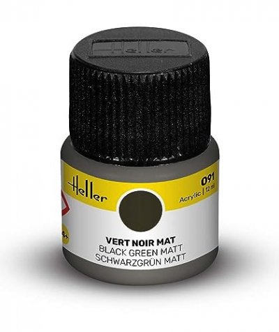 HELLER Peinture &agrave; maquette  Vert Noir Mat Acrylique 12ml- - Peinture &agrave;