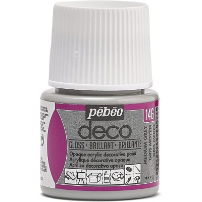 PEBEO Peinture acrylique opaque brillante - gris moyen - 45 ml 092-146