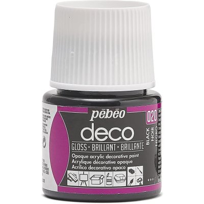 PEBEO Peinture acrylique opaque brillante - noir profond - 45 ml 092-020