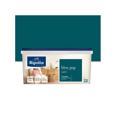 RIPOLIN Peinture acrylique  ESPRIT DECO monocouche satin 2L5 bleu pop