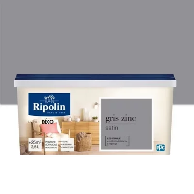 RIPOLIN Peinture acrylique  ESPRIT DECO monocouche satin 2L5 gris zinc