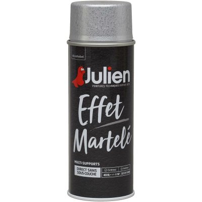 JULIEN Peinture a&eacute;rosol  effet m&eacute;tal martel&eacute; gris alu 400ml