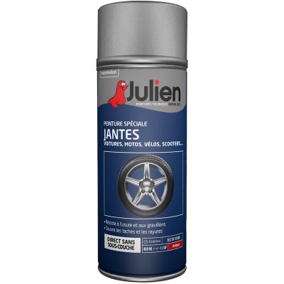 JULIEN Peinture a&eacute;rosol Sp&eacute;cial Jantes - Brillant Gris - 400 ml  Gris