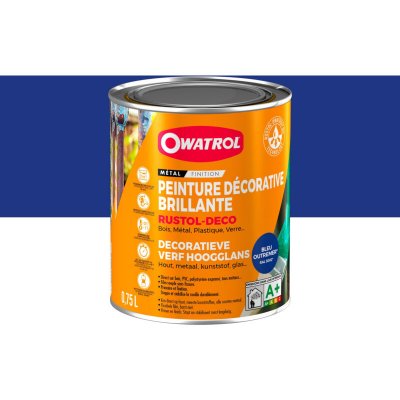 OXI Peinture antirouille d&eacute;corative Owatrol RUSTOL DECO BRILLANT Bleu outremer RAL 5002 0.75 litre