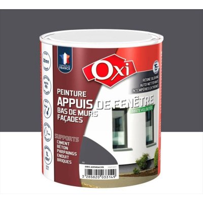 OXI Peinture appui de fen&ecirc;tre Mate velout&eacute; , gris anthracite, 1 l