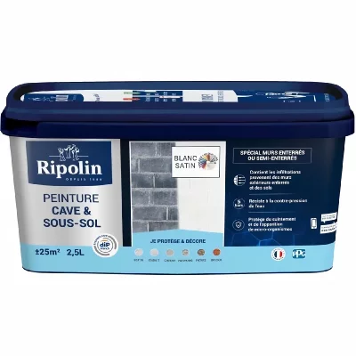 RIPOLIN Peinture cave sous-sol Blanc Satin Pot 2.5l