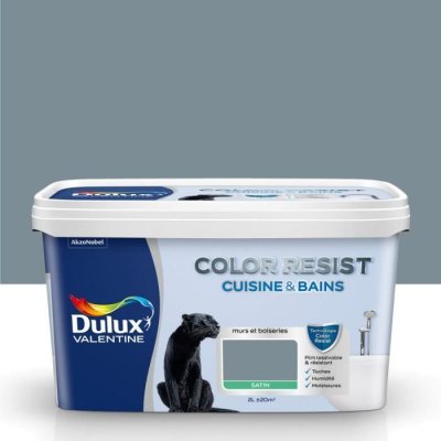 DULUX VALENTINE Peinture Color Resist Cuisine et Bains - Bleu gris - Satin - 2L