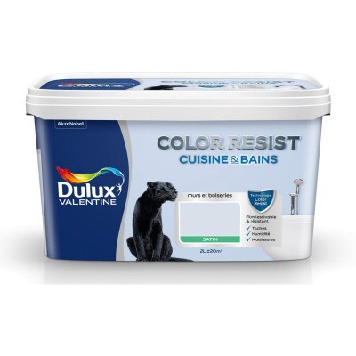 DULUX VALENTINE Peinture Color Resist Cuisine et Bains - Embruns - Satin - 2L