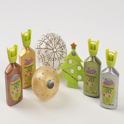 AUTRE Peinture DIAM'S 3D- Lot de 4 maxi flacons + 100 miroirs offerts
