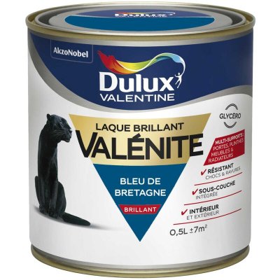 DULUX VALENTINE Peinture  Laque Val&eacute;nite Brillant Bleu de Bretagne 0,5l