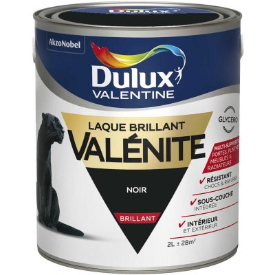 DULUX VALENTINE Peinture laque noir boiserie Val&eacute;nite  brillant 2 l