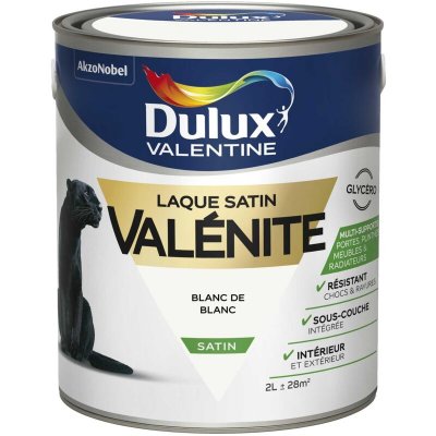 DULUX VALENTINE Peinture Laque Val&eacute;nite - Blanc de blanc - Satin - 2L