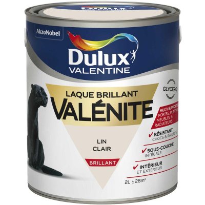 DULUX VALENTINE Peinture Laque Val&eacute;nite - Lin clair - Brillant - 2L